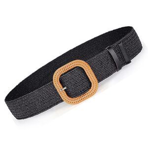 1113 Rattan Straw Raffia Summer Belts For Women 2025 Elastic Stretch Woven